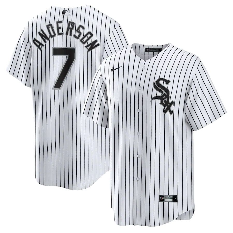 Men Chicago White Sox 7 Tim Anderson Nike White Black Home Replica Player MLB Jersey